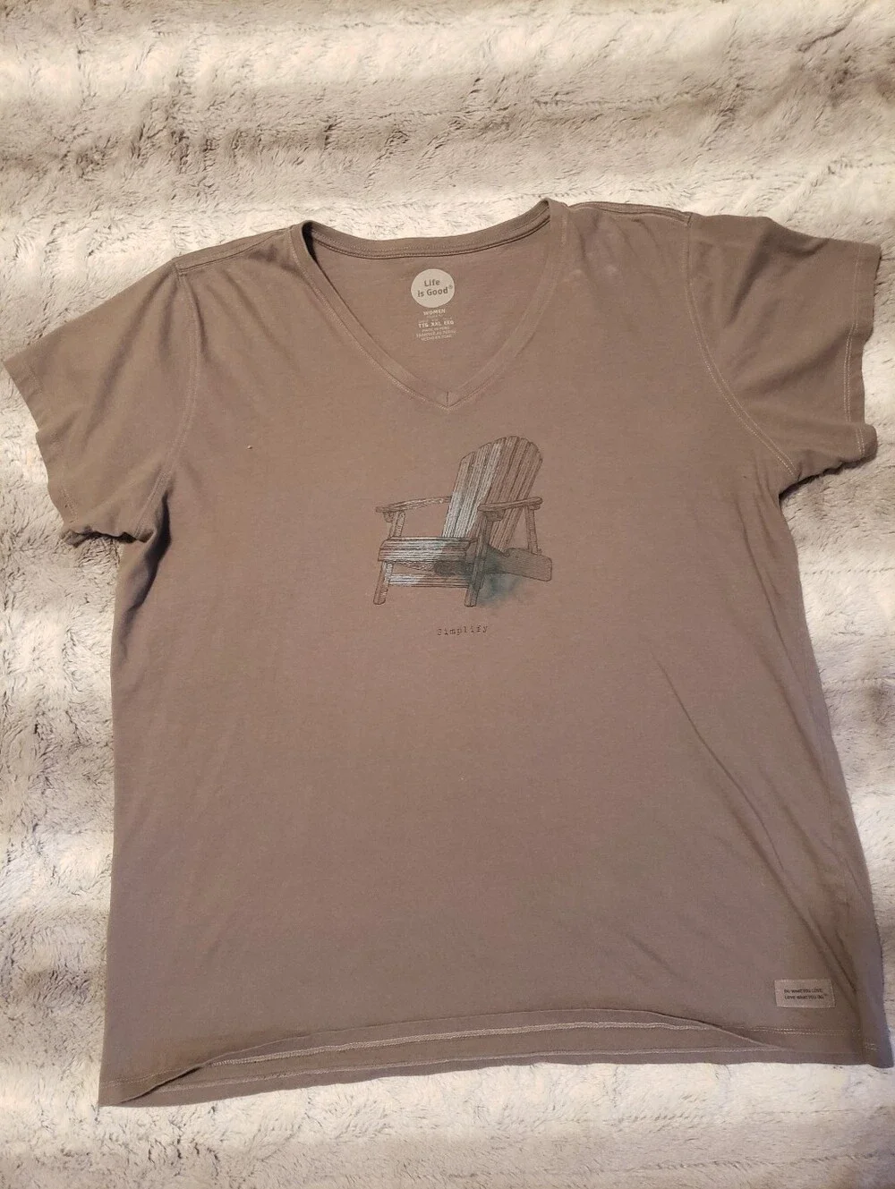 Life Is Good Vintage Grey Crew Beach Chair "Simplify" Graphic Tshirt - Picture 4 of 8